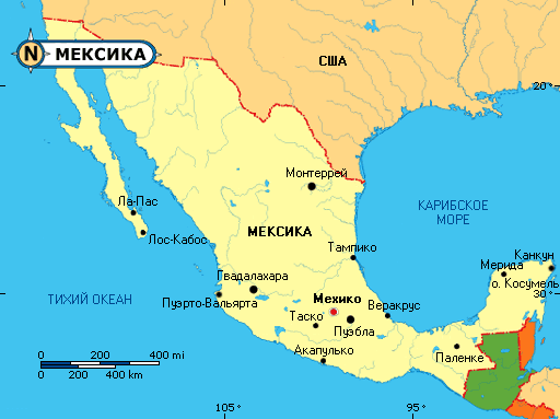 Карта штатов мексики